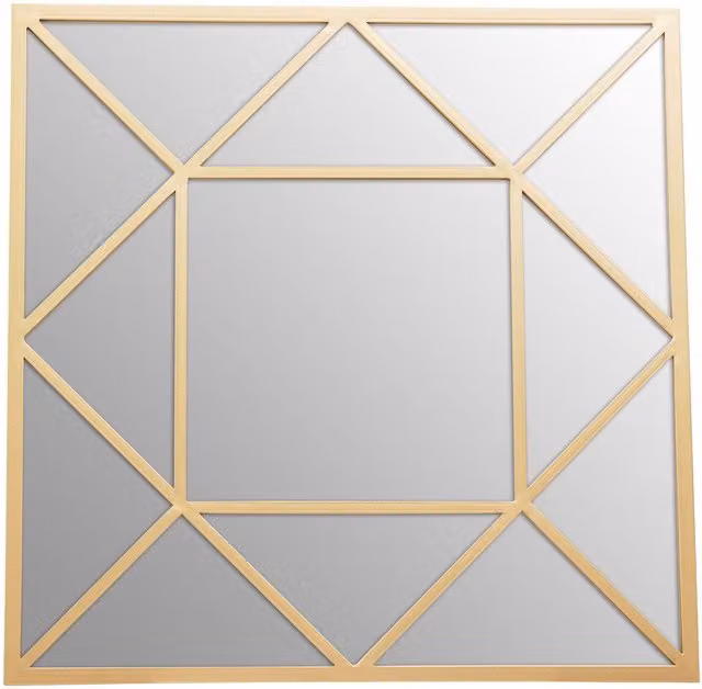 Orsina Descartes Geometric Metal Frame Square Wall Mirror in Gold – 2