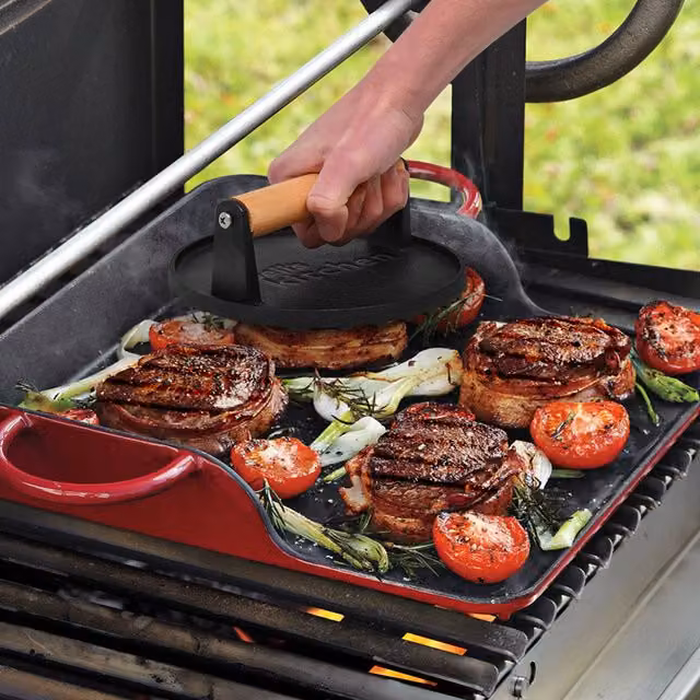 Joejis Kitchen Non-stick Round Cast Iron Burger Press - Black