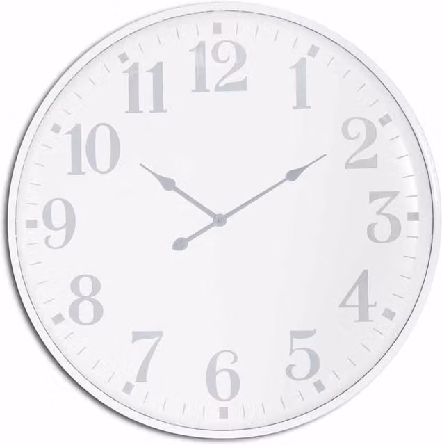 Lemon Pavilion Furniture and Decor Aubrey Large Modern Metal Wall Clock, White, W80 x H80 cm
