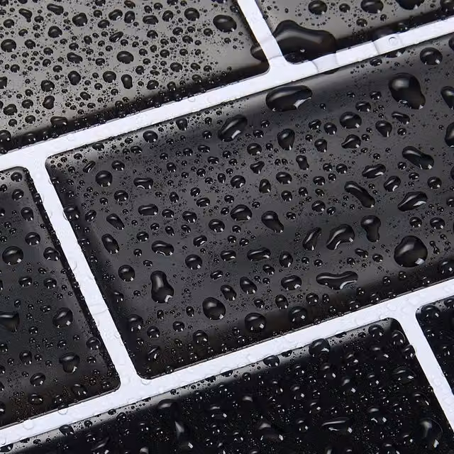 Livingandhome 10-Piece Black Marble Effect Adhesive Tile Stickers