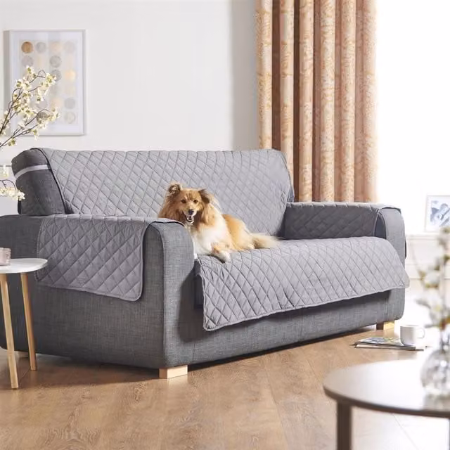 Alan Symonds Grey Microfibre Sofa Cover with Armrest Covers