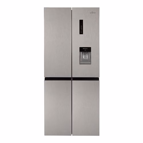 Willow 415L Freestanding American Style Side by Side Fridge Freezer with Total No Frost in Silver Stainless Steel – 1
