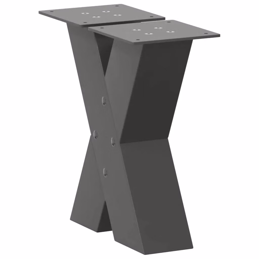 Berkfield Home X-Shaped Coffee Table Legs, 2 Piece Set, Anthracite Black Steel, W/D/H: 30 x 30 x 30 cm – 2
