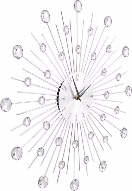 Berkfield Home Modern Round Wall Clock with Quartz Movement in Silver, Diameter: 50 cm