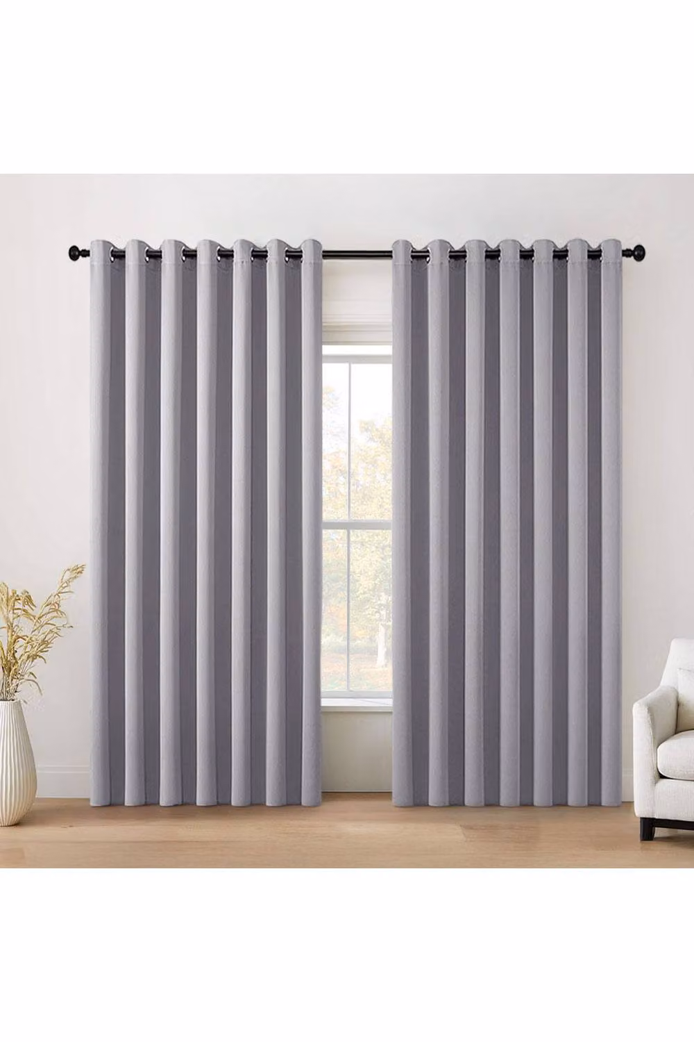 Garden Sanctuary Grey Blackout Curtains with Eyelets, W: 229 cm, H: 229 cm – 2