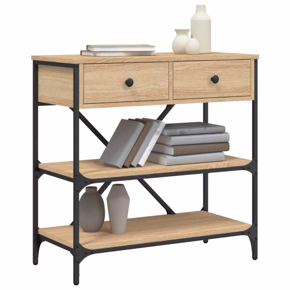 Berkfield Home Industrial Console Table in Sonoma Oak and Light Brown, W/D/H: 75 x 34.5 x 75 cm – 3