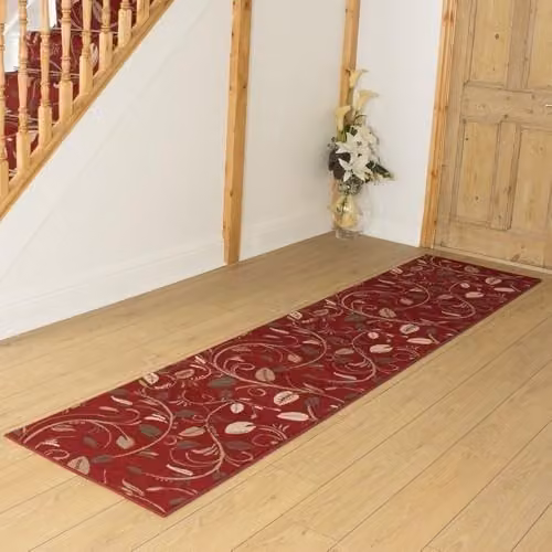 runrug Scroll Red Hallway Runner Rug, W/D/H: 70 x 210 x 0.9 cm – 4