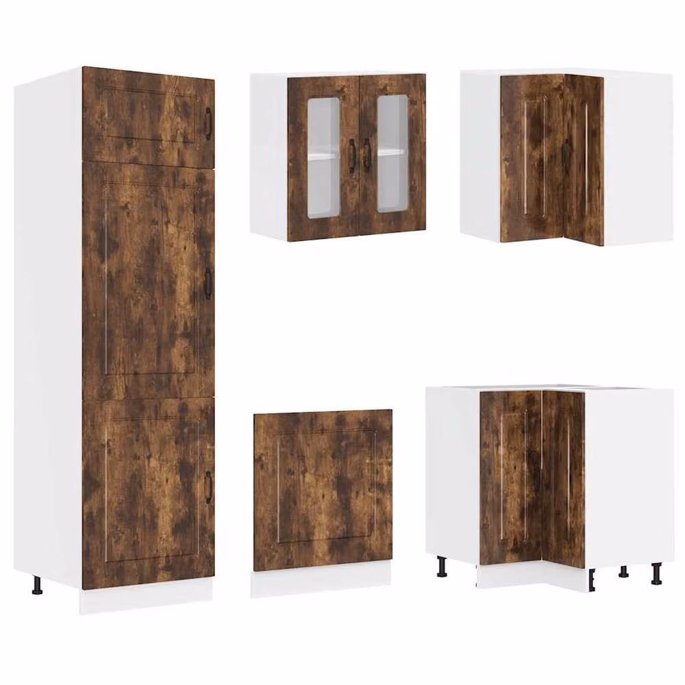 Berkfield Home Kalmar 14 Piece Elegant Kitchen Cabinet Set in Smoked Oak Brown Engineered Wood – 3