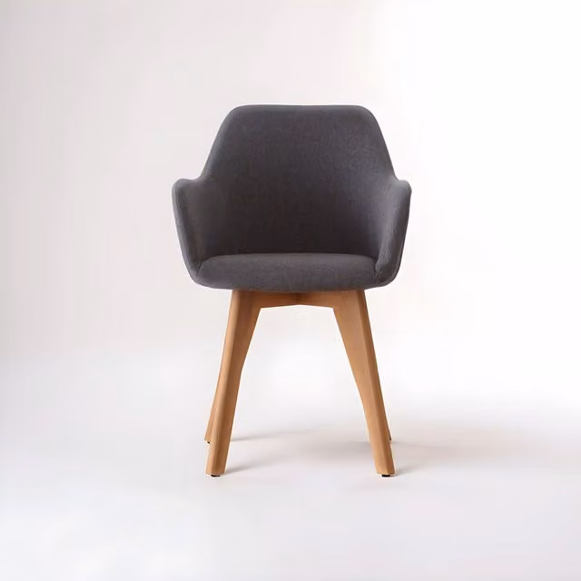 Orsina Grey Fabric Scandinavian Dining Chair with Beechwood Legs