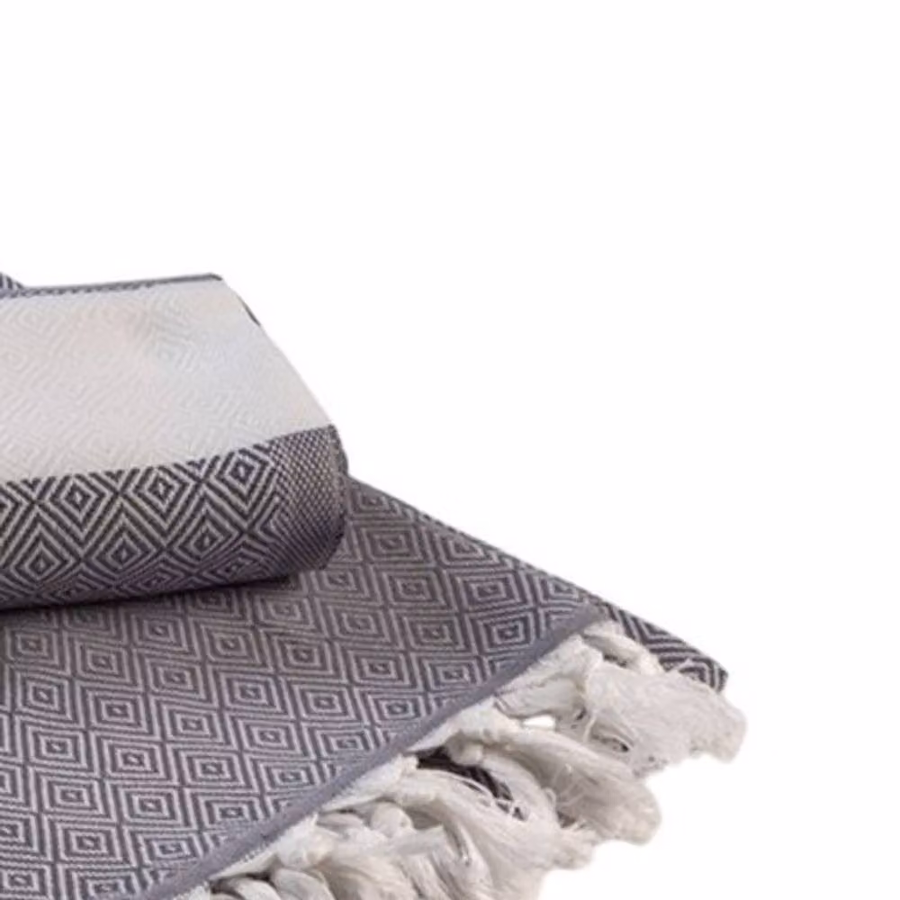 ARTG Hamamzz Marmaris Deluxe Striped Cotton Towel, Grey and Multicolour, W: 180 cm, H: 430 cm – 2