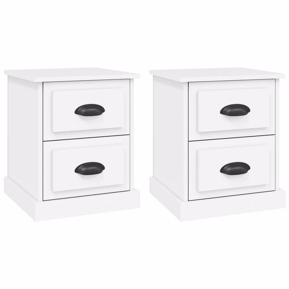 Berkfield Home Set of 2 White Matt Bedside Cabinets, W/D/H: 39 x 39 x 47.5 cm – 2