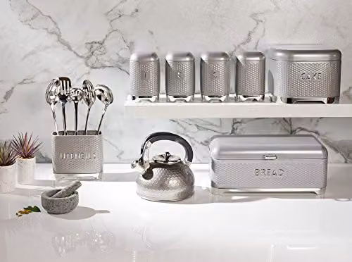 KitchenCraft Lovello Cake Storage Tin in Shadow Grey, W: 26 cm, D: 26 cm, H: 19 cm – 2