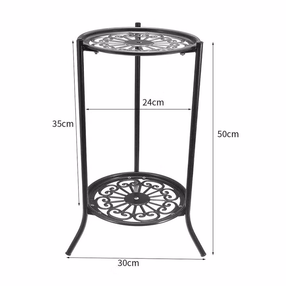 FORGEVIO 2 Tier Metal Plant Stand and Flower Pot Rack in Black, W/D/H: 50 x 30 x 100 cm – 2