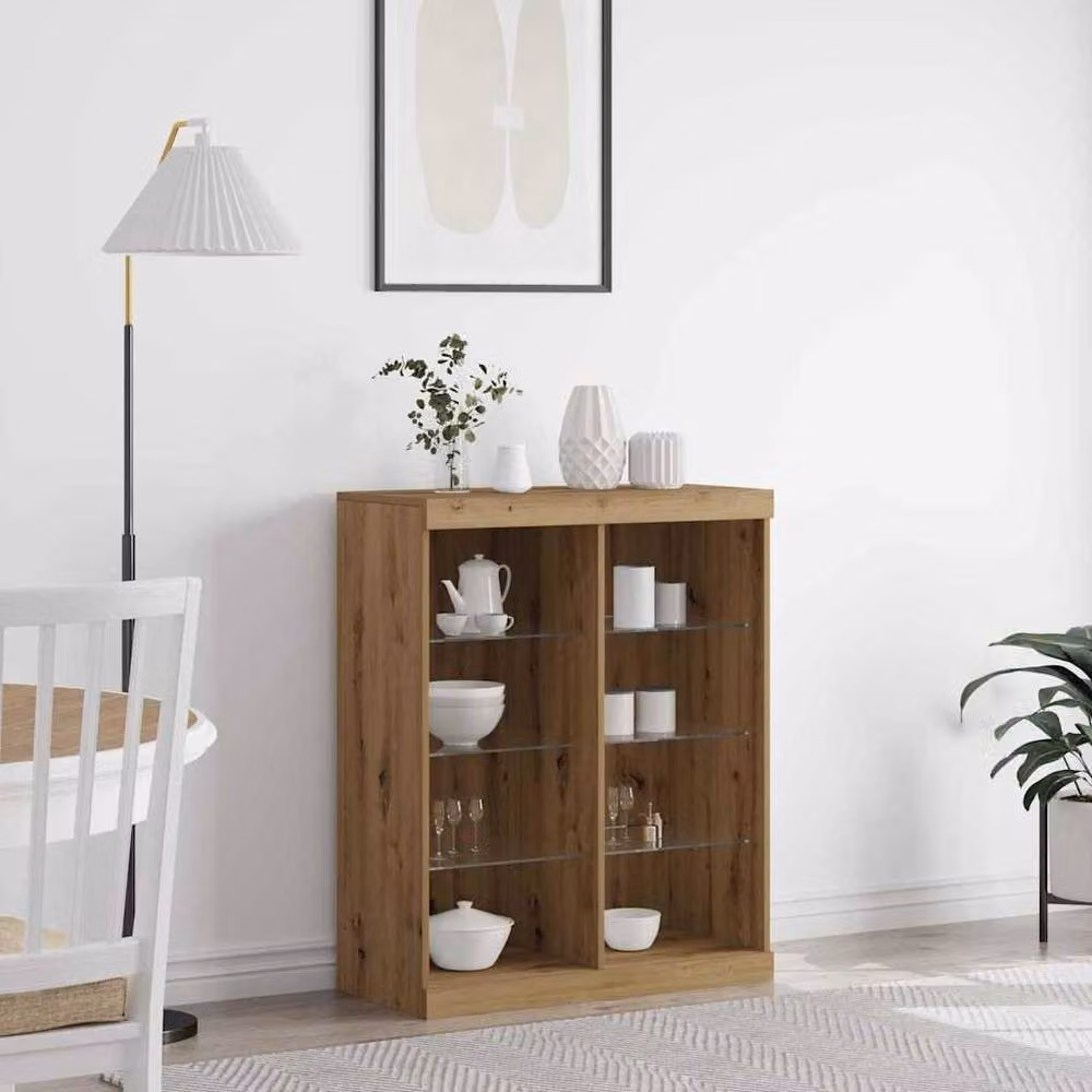 Berkfield Home Artisan Oak Sideboard with Integrated LED Lights in Brown, W/D/H: 41 x 37 x 100 cm – 2