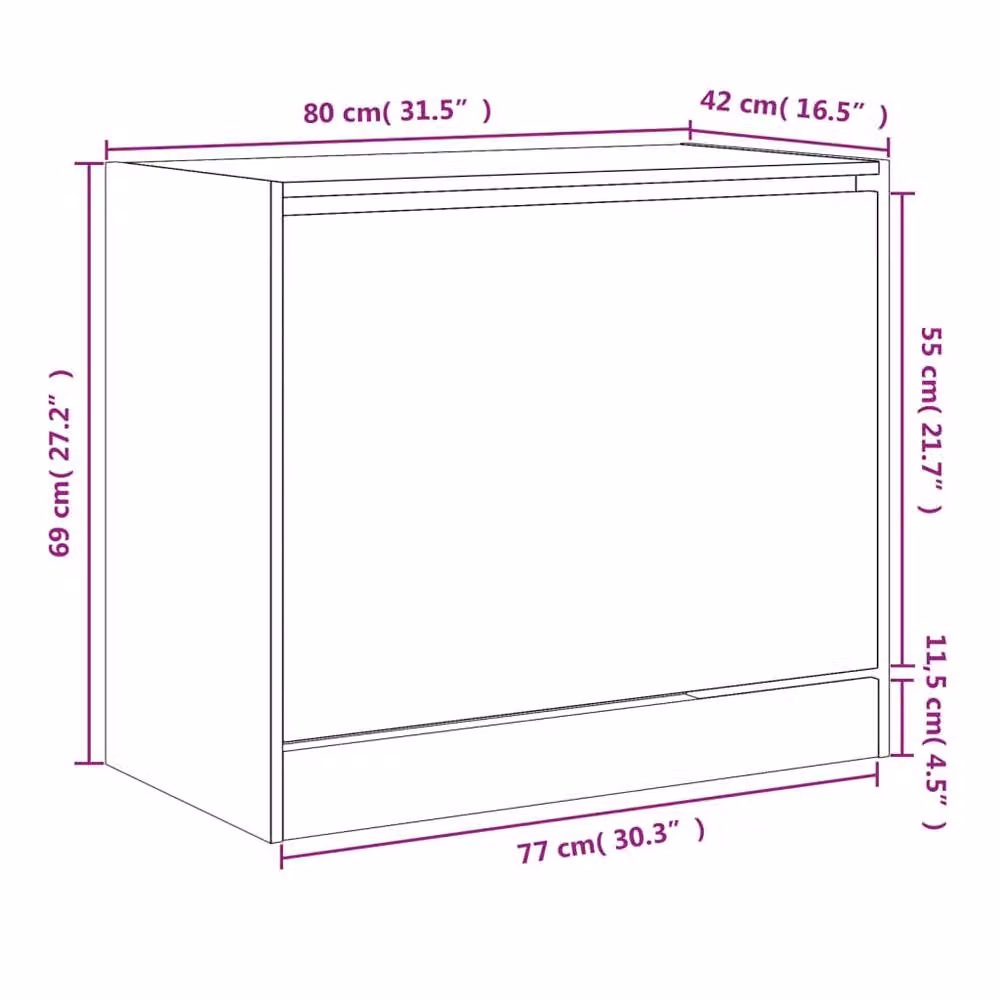Berkfield Home Modern Grey Shoe Cabinet with Tilting Compartments, W/D/H: 80 x 42 x 69 cm – 4