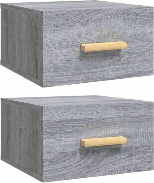 Berkfield Home Wall-mounted Bedside Cabinets, 2 Piece, Grey Sonoma, W/D/H: 35 x 35 x 20 cm – 1