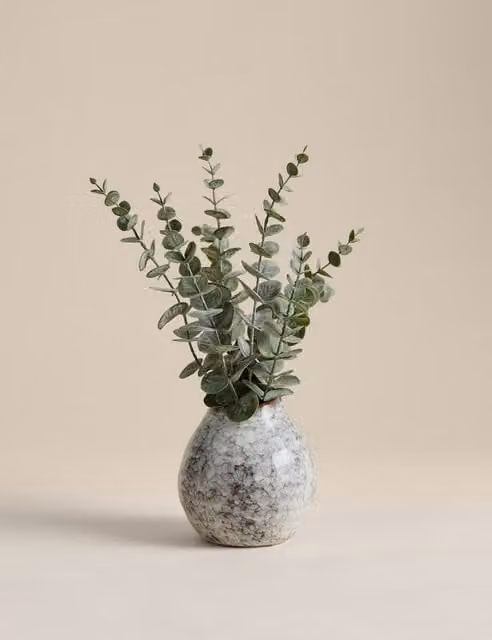 M&S Artificial Eucalyptus Arrangement in a Green Ceramic Pot