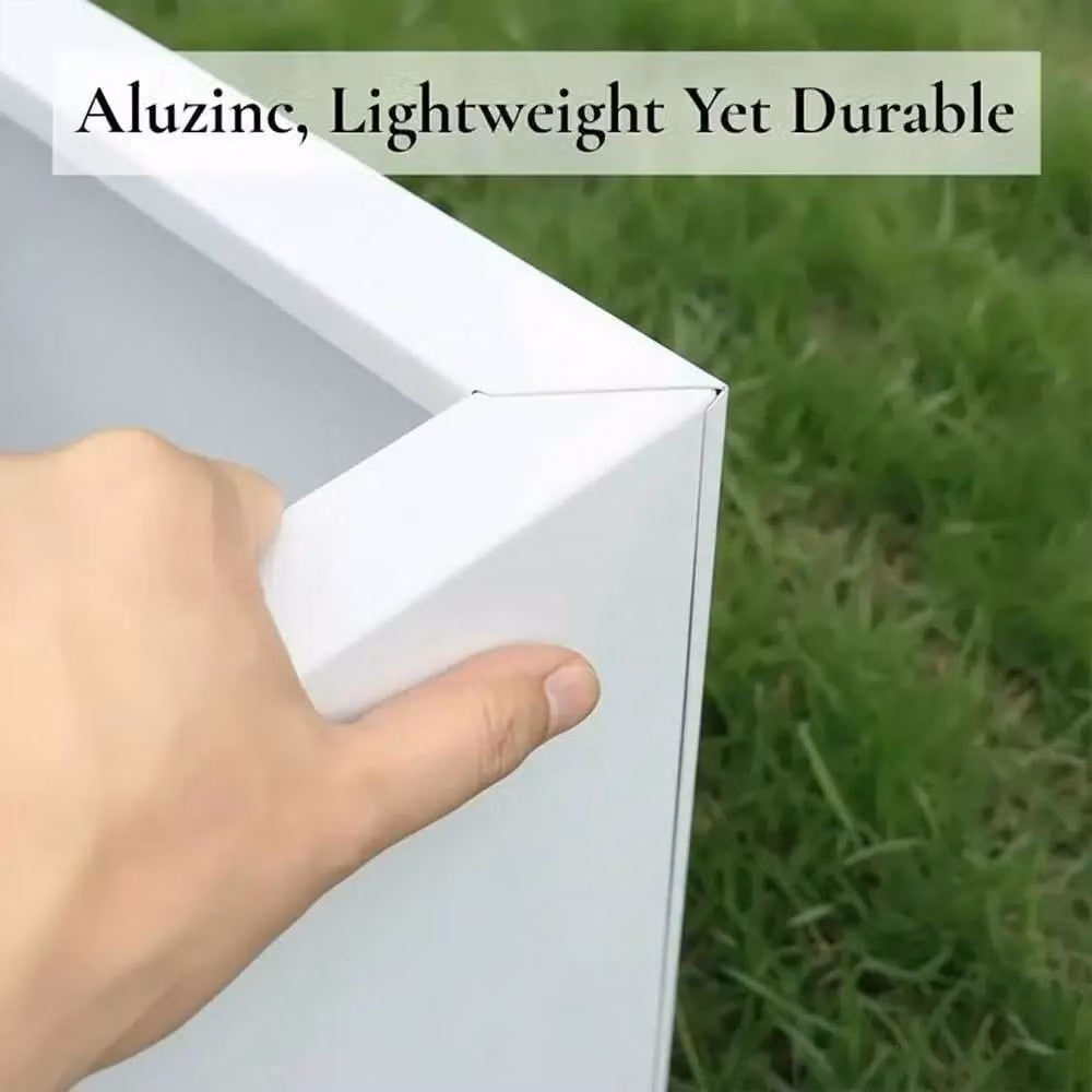 Access Garden Products Matte White Tall Square Galvanised Steel Planter, W/D/H: 25 x 25 x 50 cm – 6