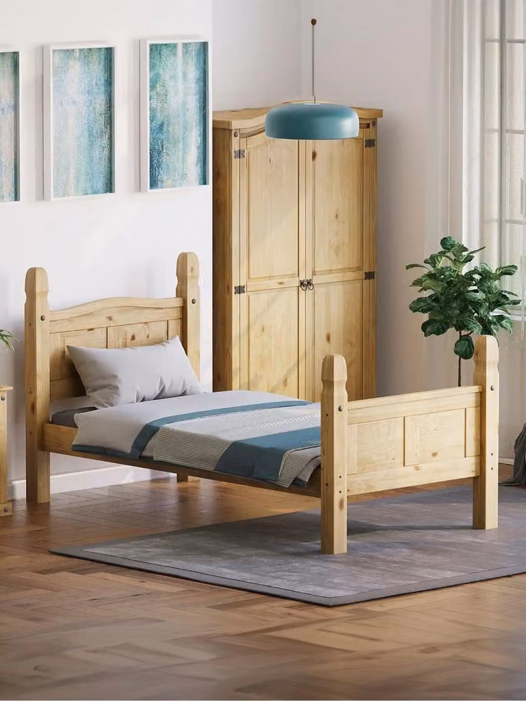 Vida Designs Waxed Solid Pine Bed Frame, W/D/H: 90 x 190 x 103 cm