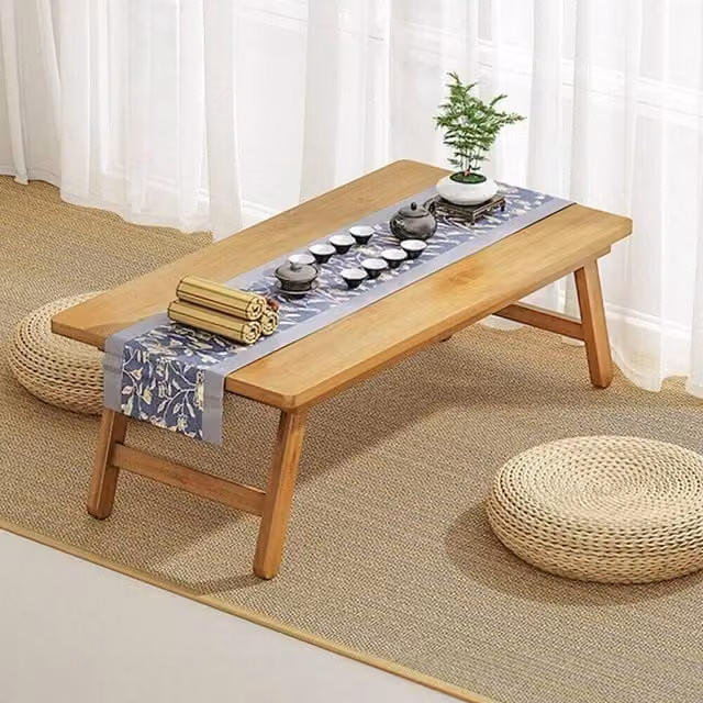 SPETLEK Bamboo Foldable Tatami Coffee Table in Natural Wood, Height: 57 cm – 1
