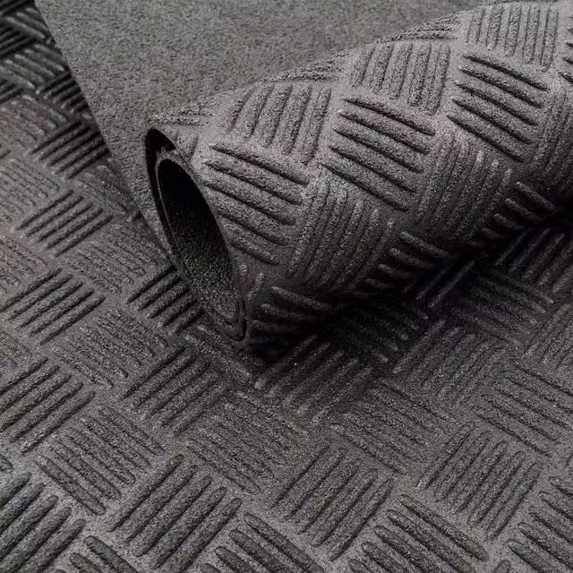 Oseasons Heavy Duty Non-Slip Rubber Floor Mat in Grey, Geometric Diamond Plate Design, W/D/H: 120 x 100 x 3.6 cm – 1
