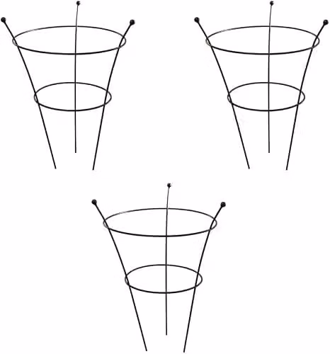 Garden Gear Set of 3 Black Steel Heavy Duty Peony Frame Outdoor Garden Plant Support Rings, W: 66 cm, D: 42 cm