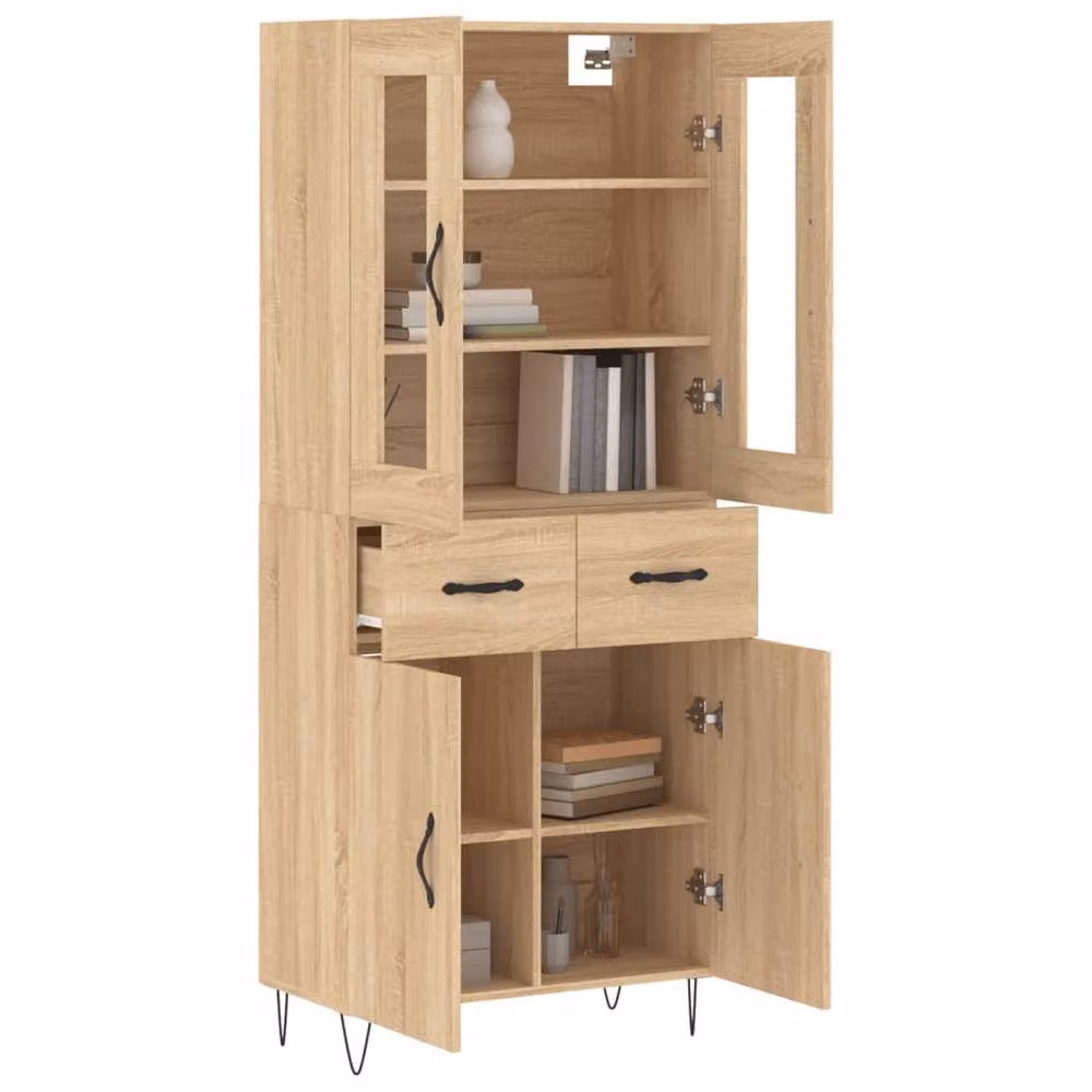 Berkfield Home Sonoma Oak Highboard in Beige, W/D/H: 69.5 x 34 x 180 cm – 3