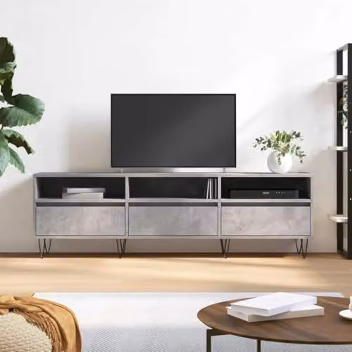 vidaXL Industrial TV Cabinet in Concrete Grey, W/D/H: 150 x 30 x 44.5 cm – 2
