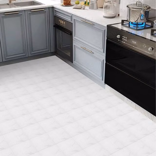 Lifeideas 10 Piece Self Adhesive Grey Floral PVC Flooring Tiles Set