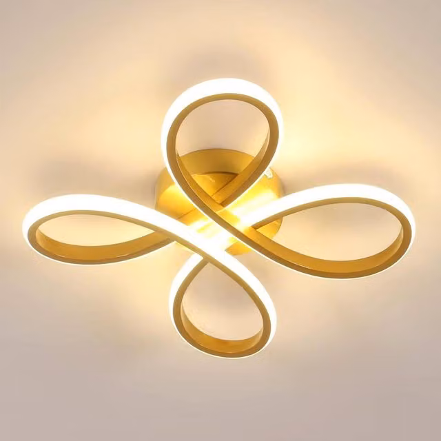 Goeco 30W LED Flower Shape Ceiling Light in Gold/Brass with 3000K Warm White Lighting