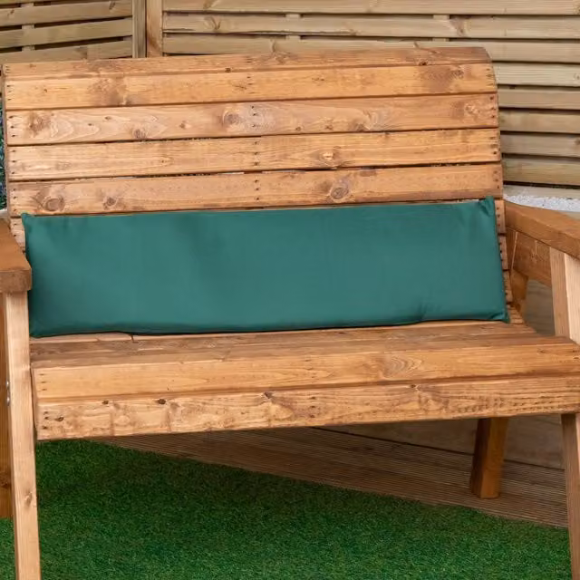 Samuel Alexander Green Polyester Rectangular Cushion Back for 2 Seater Wooden Garden Bench, W: 99 cm, H: 20 cm, D: 20 cm