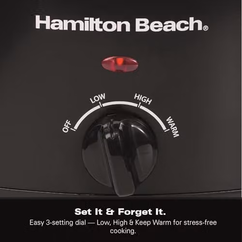 Hamilton Beach 6.5L Family Favourite Slow Cooker in Black and Silver, 240W with Ceramic and Stainless Steel Components – 3