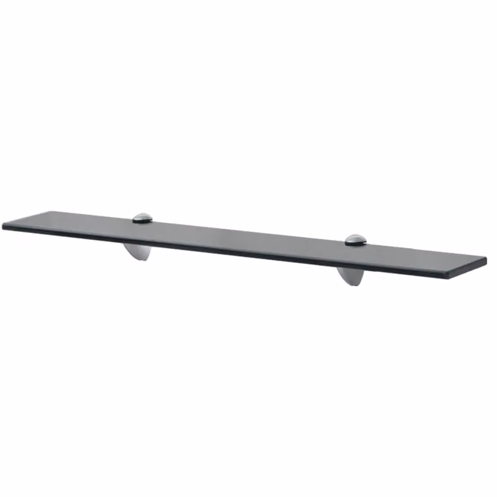 Berkfield Home Black Glass Floating Shelves, 2 Pack, W: 70 cm, D: 10 cm – 2