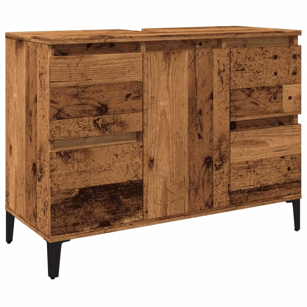 Berkfield Home Sink Cabinet in Old Wood Brown, W/D/H: 80 x 33 x 60 cm – 2