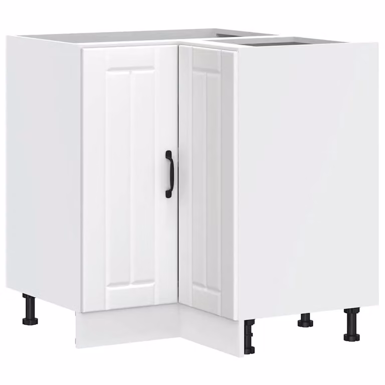 Berkfield Home Lucca White Matt Engineered Wood Kitchen Corner Base Cabinet with Hinged Doors and Internal Shelves