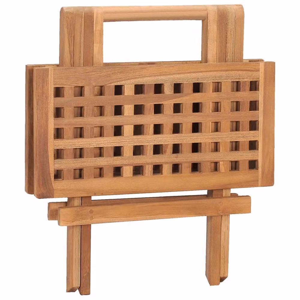 Berkfield Home Durable Folding Garden Table in Brown Solid Teak Wood, W/D/H: 50 x 50 x 50 cm – 3