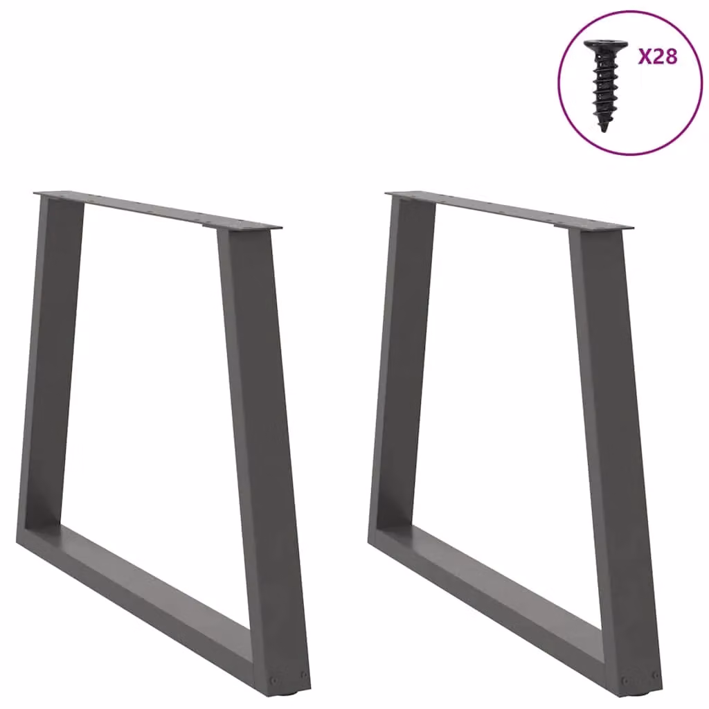 Berkfield Home V-Shape Dining Table Legs, 2 Pieces, Anthracite and Black Steel, H: 72-73.3 cm x W: 90 cm – 2