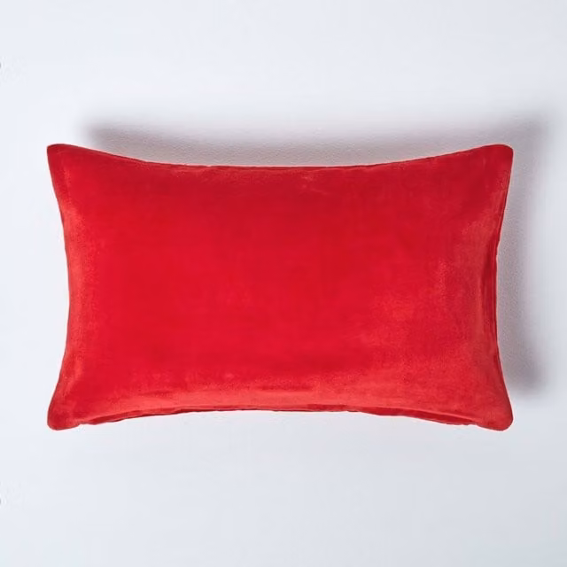 Homescapes Velvet Cushion Cover in Red and Orange, 50 x 50 cm