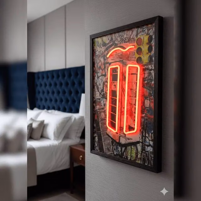 HOME LUXE INTERIOR London Telephone Box Neon LED Wall Art, Multicolour, W: 40 cm, H: 60 cm – 1