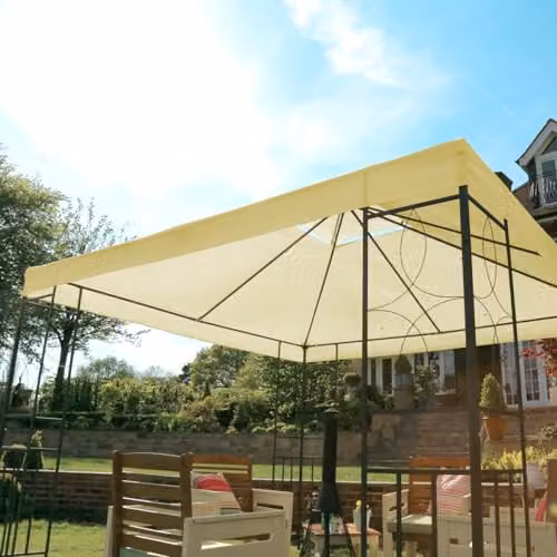 Charles Bentley Luxury Steel Art Outdoor Gazebo in Beige, W/D/H: 300 x 300 x 260 cm – 4