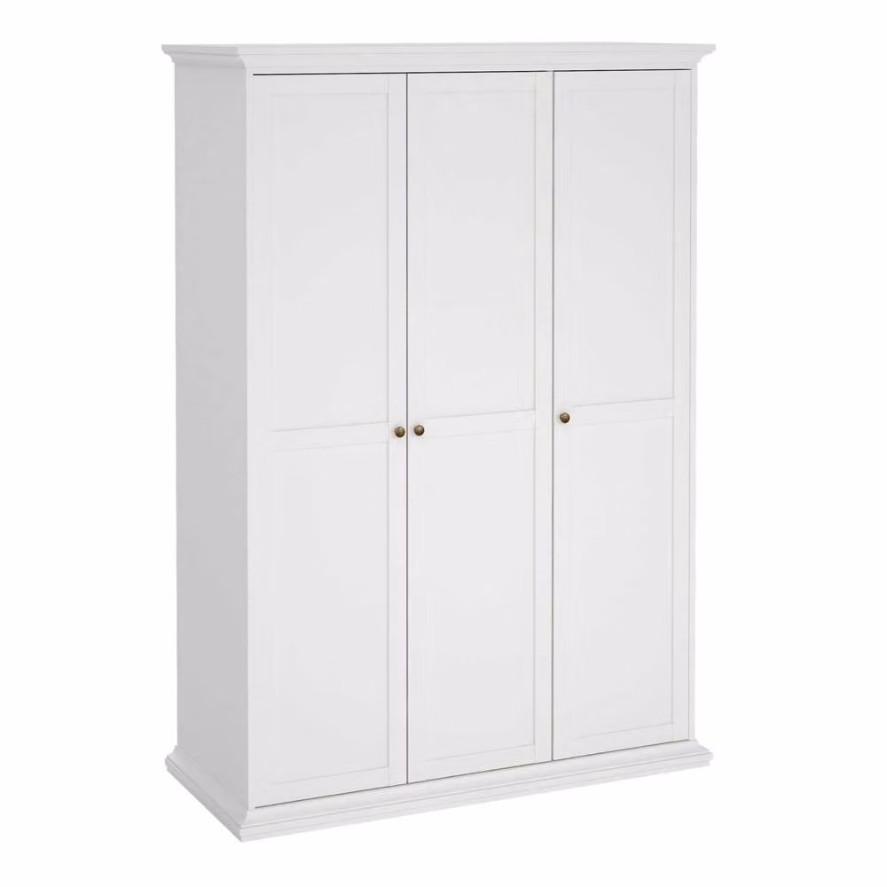 Wyld Haus Osaka White Wooden 3 Door Wardrobe with Internal Shelves and Hanging Rod – 2