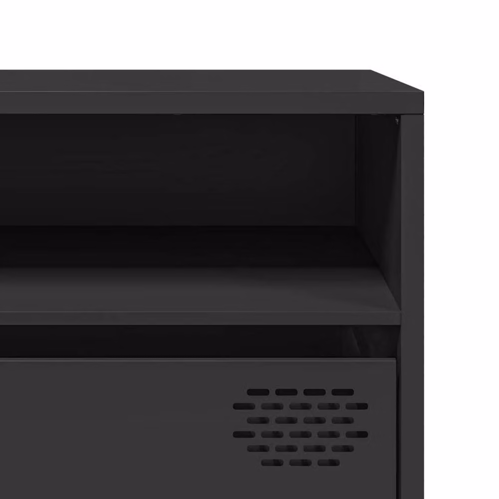 Berkfield Home Black Matt Industrial TV Cabinet in Cold-rolled Steel W: 202 cm, D: 39 cm, H: 43.5 cm – 4