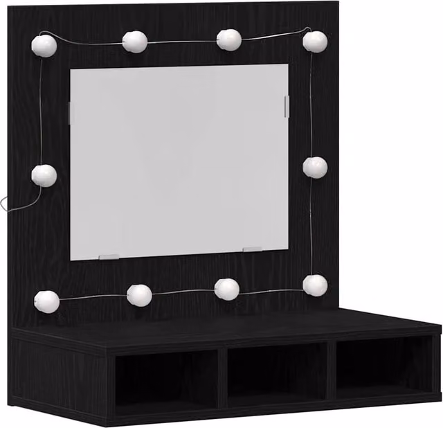 Berkfield Home Black Oak Wood Bathroom Vanity Unit with Medium Mirror – 1