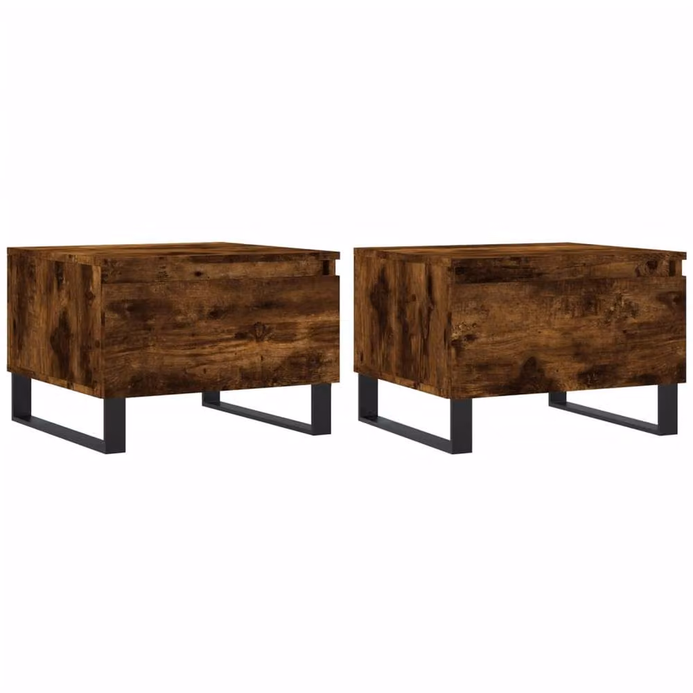 Berkfield Home Modern Nested Coffee Table Set of 2 in Smoked Oak Brown, W/D/H: 50 x 46 x 35 cm – 3