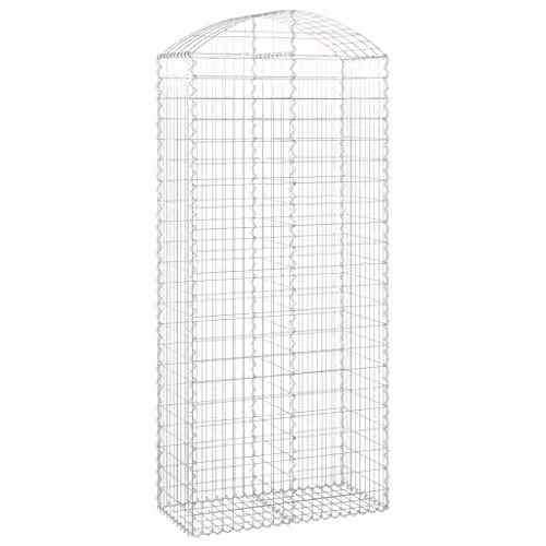 vidaXL Arched Gabion Basket in Silver Galvanised Steel, W/D/H: 100 x 50 x 240 cm