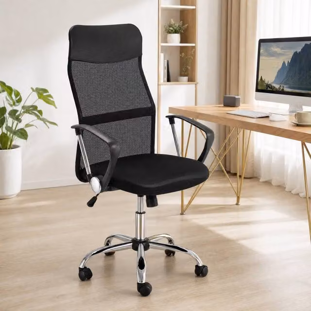 STILVORA Modern Black Task Chair with Adjustable Height, Tilt Function, Swivel and Armrests