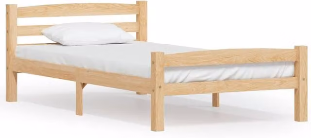 Berkfield Home Solid Pinewood Bed Frame in Light Oak, W: 100 cm, L: 200 cm