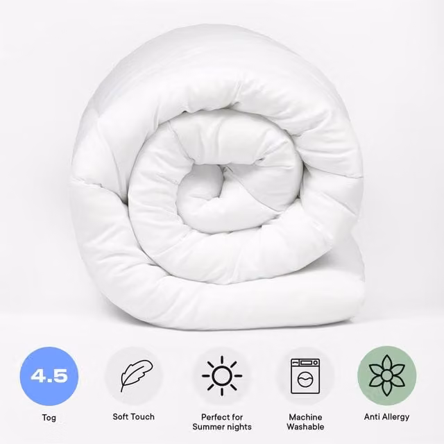 OHS White Super King 4.5 Tog Anti Allergy Hollow Fibre Duvet