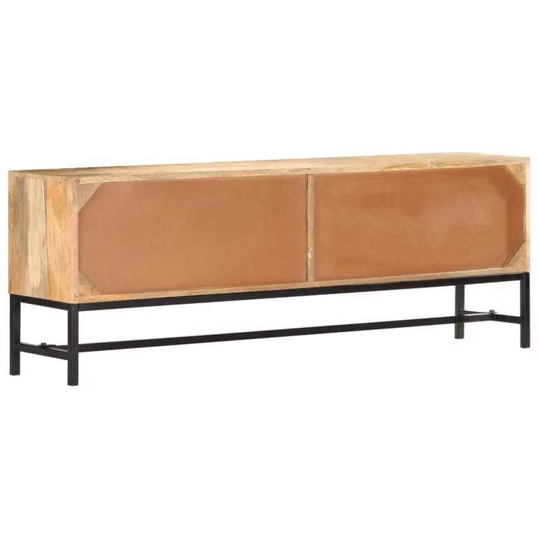Berkfield Home Rustic Solid Mango Wood TV Cabinet in Brown, W/D/H: 140 x 30 x 50 cm