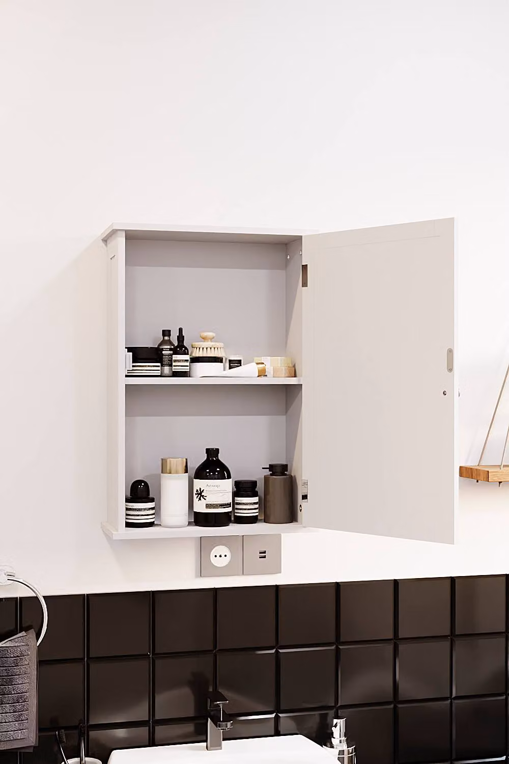 HD Designs Liano White Wall Mounted 1 Door Bathroom Storage Cabinet with Internal Shelves – 4